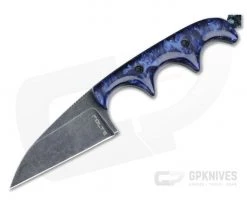 Alan Folts Custom Minimalist Wharncliffe Neck Knife Blue Pearl Kirinite Black Washed CPM154