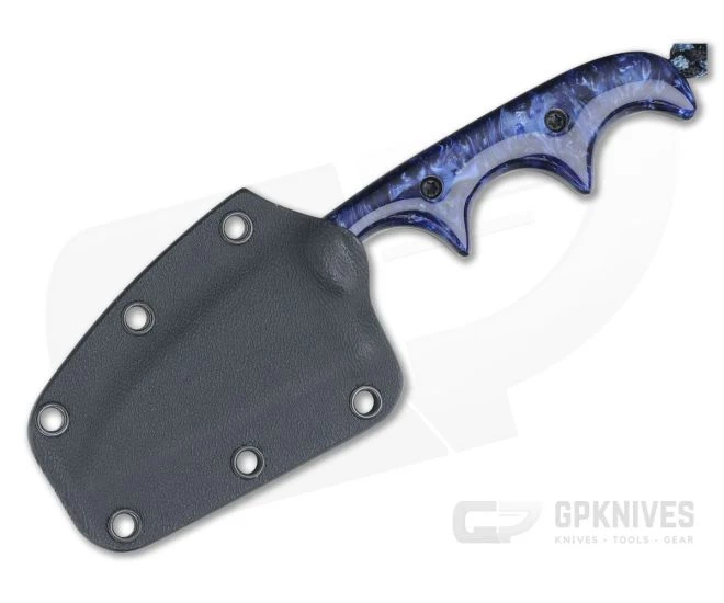 Alan Folts Custom Minimalist Wharncliffe Neck Knife Blue Pearl Kirinite Black Washed CPM154 - Image 2