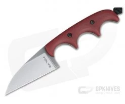 Alan Folts Custom Minimalist Wharncliffe Neck Knife Matte Red G10 Polished Two-Tone CPM154