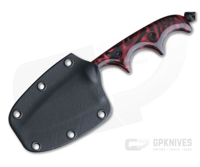 Alan Folts Custom Minimalist Drop Point Neck Knife Blood Red Kirinite Black Washed CPM154 - Image 2