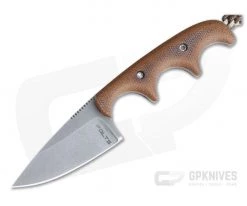 Alan Folts Custom Minimalist Drop Point Neck Knife Natural Micarta Tumbled CPM154