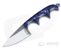 Alan Folts Custom Minimalist Drop Point Neck Knife Blue Pearl Kirinite Polished CPM154