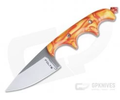 Alan Folts Custom Minimalist Drop Point Neck Knife Sunspot Pearl Kirinite Polished CPM154