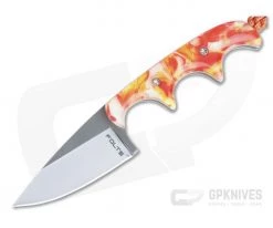 Alan Folts Custom Minimalist Drop Point Neck Knife Custom Orange Acrylic Polished CPM154