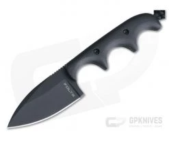 Alan Folts Custom Minimalist Spear Point Neck Knife Matte Black G10 Black Coated CPM154