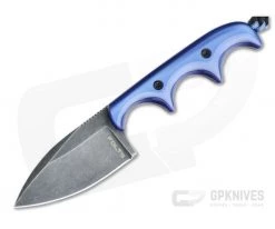 Alan Folts Custom Minimalist Spear Point Neck Knife Pearl Blue Kirinite Black Washed CPM154