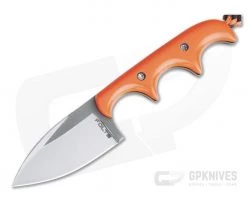 Alan Folts Custom Minimalist Spear Point Neck Knife Orange G10 Polished CPM154