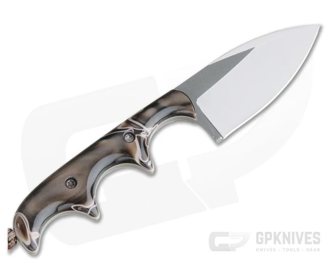 Alan Folts Custom Minimalist Spear Point Neck Knife Pearl Brown Kirinite Polished CPM154 - Image 3