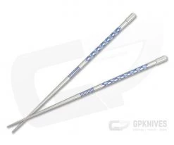 Steve Kelly TiSushi Sticks Satin w/ Blue Milling Titanium Chopsticks