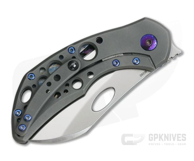 Olamic Cutlery Busker Largo Dark Blast Acid Rain Entropic Satin M390 Top Flipper - Image 2