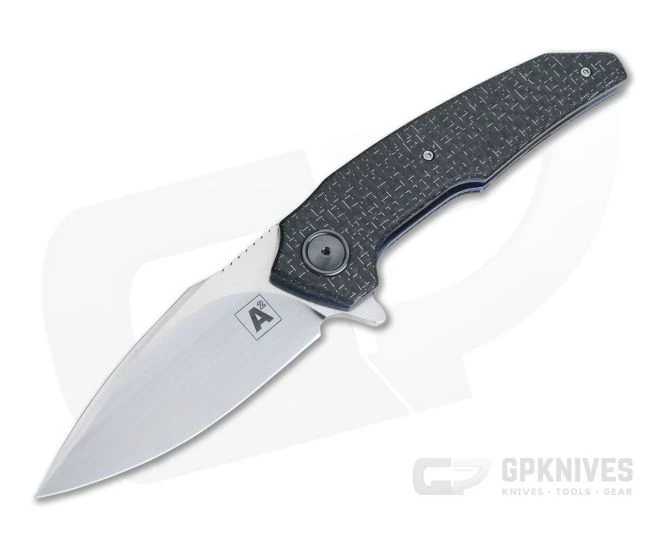 A2 Knives A6 Midi Flipper M390 Silver Lightning Strike Carbon Fiber