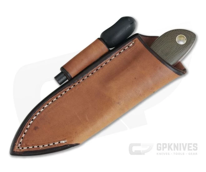 Tom Krein Custom Bushcraft Whittler Green Canvas Micarta A2 Outdoor Fixed Blade - Image 2