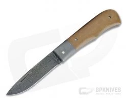 Chuck Hawes Custom Vintage Westinghouse Micarta Small Remington Burl Pattern Damascus Blade