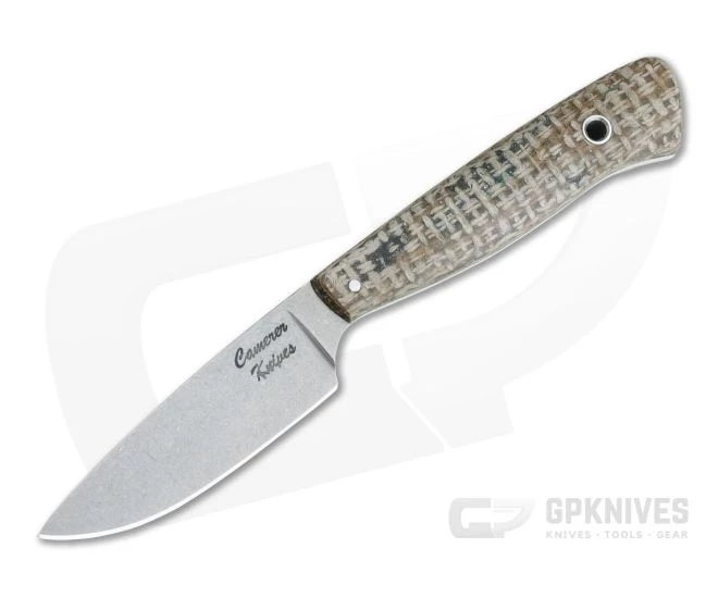 Camerer Knives Workman Drop Point Elmax Light Burlap Micarta Fixed Blade