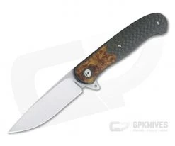 Burger Custom Atlas Plus Spalted Oak Burl LVA Carbon Fiber M390 Flipper 4170