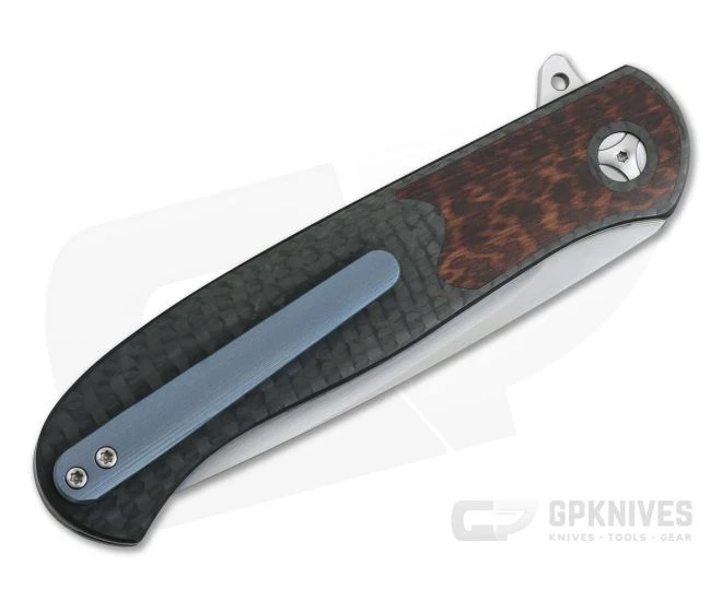 Burger Custom Atlas Plus Snakewood LVA Carbon Fiber M390 Flipper 4171 - Image 2