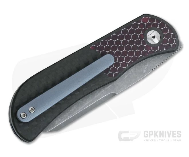 Burger Custom EXK Plus Carbon Fiber Red C-TEK Acid Wash M390 IKBS Top Flipper - Image 2