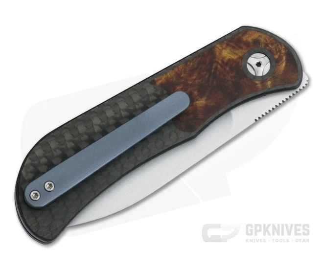 Burger Custom EXK Plus Carbon Fiber Maple Burl Satin M390 IKBS Top Flipper - Image 2