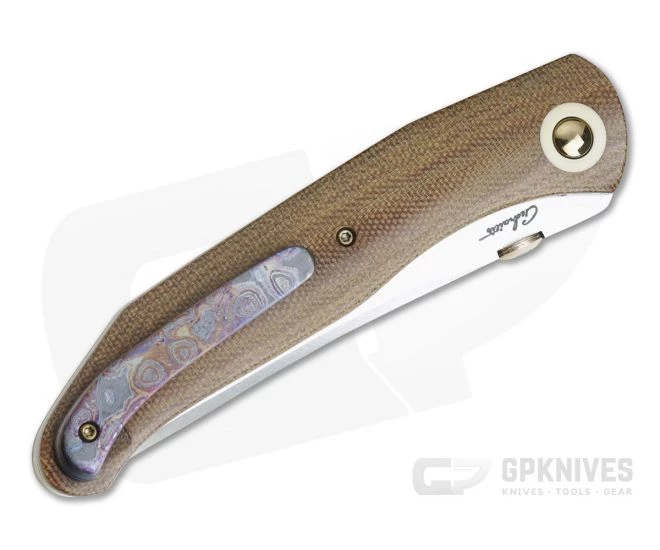 Chuck Gedraitis Persian Liner Lock Duplex CPM-154 Brown Canvas Micarta Folder 4197 - Image 2