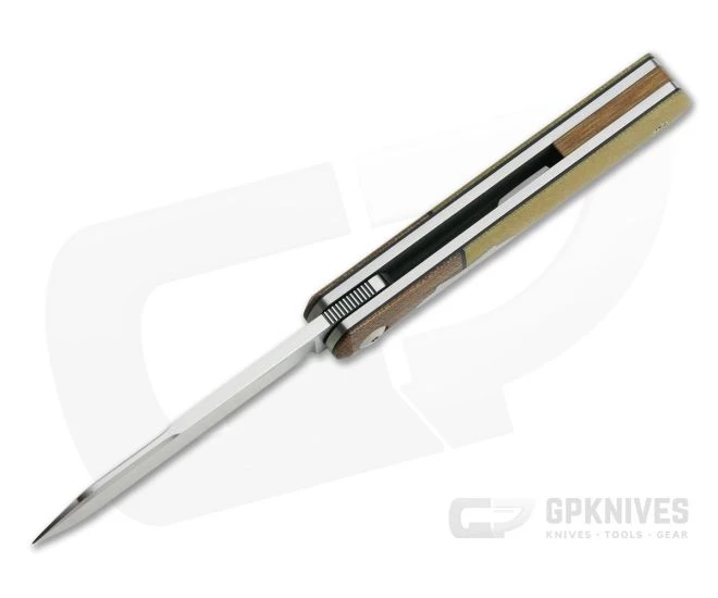 Enrique Pena Custom Barlow Spear Point Bolstered Butterscotch Canvas Micarta Front Flipper 4201 - Image 3