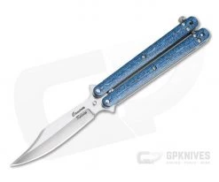 Craig Camerer Custom Balisong Clip Point Elmax Blue Geodesic Micarta 4210