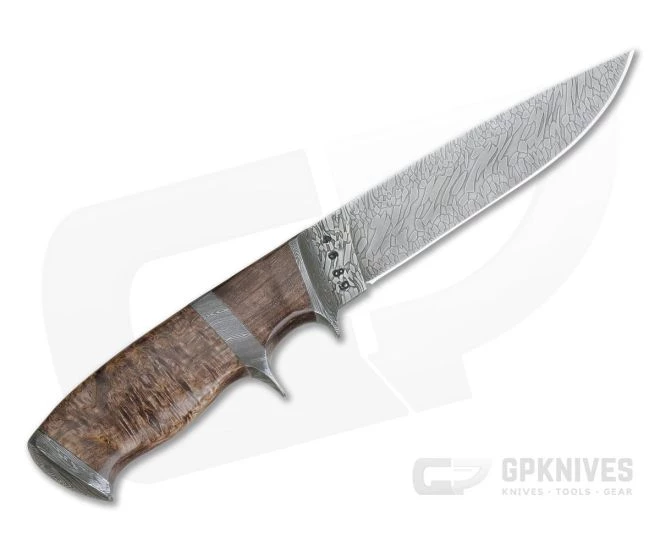 Olamic Cutlery Suna Karelian Birch Damascus Fittings Damascus Fixed Blade 4215 - Image 3