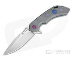 Olamic Cutlery Wayfarer 247 Triple Dot Dragonskin Inlay Dark Blast Titanium Satin M390 Flipper