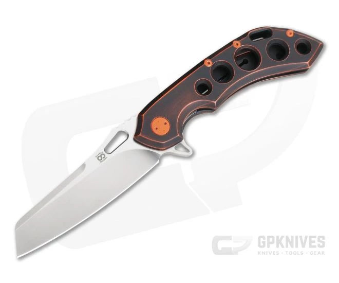 Olamic Cutlery Wayfarer 247S Black/Orange Distressed GunKote Satin Sheepscliffe M390 Flipper