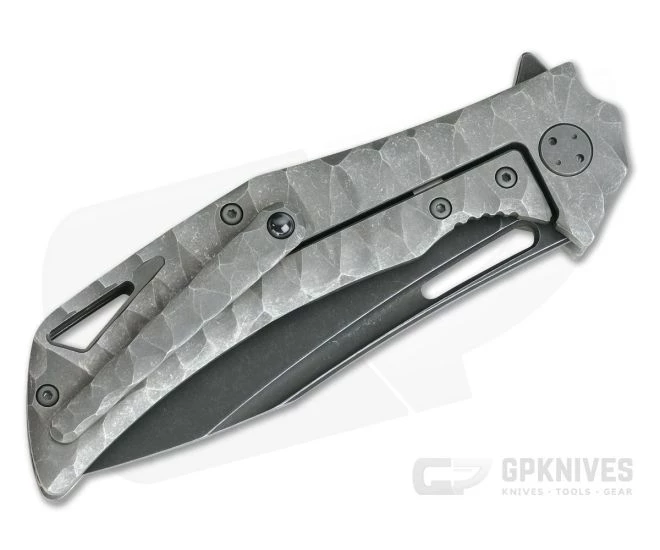 Olamic Cutlery Swish 5 Hole Stonewashed Sculpted Titanium Stonewashed PVD Elmax Flipper 4221 - Image 2