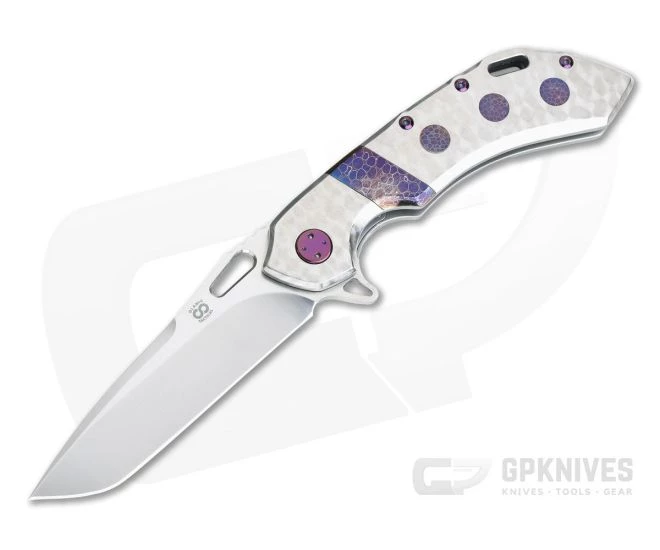 Olamic Cutlery Wayfarer One Off Tanto 247T Jeweled Titanium Dragonskin Inlays Satin M390 Flipper