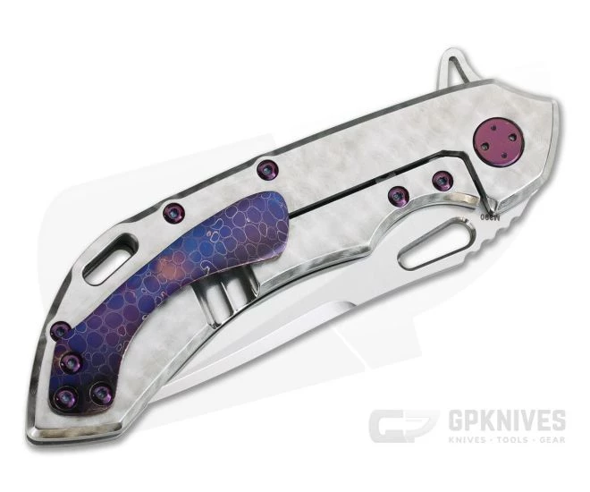 Olamic Cutlery Wayfarer One Off Tanto 247T Jeweled Titanium Dragonskin Inlays Satin M390 Flipper - Image 2