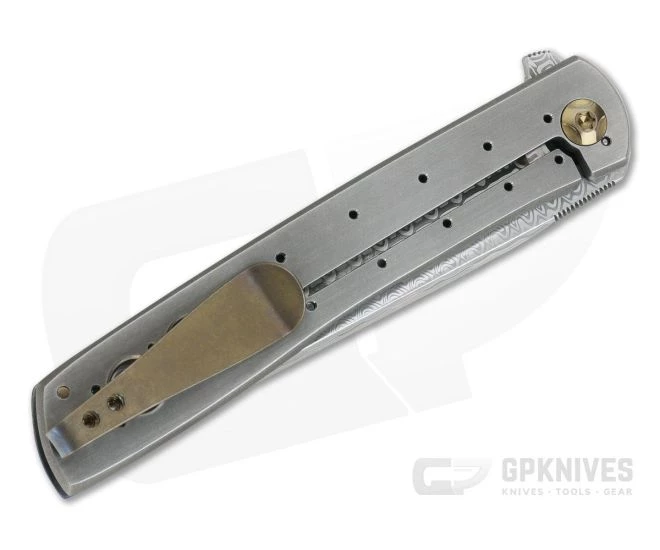 Brad Zinker Custom T FLF Clip Point Damasteel Blue Zirc Titanium Frame Lock Flipper - Image 2