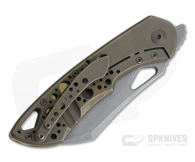 Olamic Cutlery Whippersnapper Wharncliffe Stonewashed 20CV Bronze Kinetic Earth Acid Rain Top Flipper 4240 - Image 2