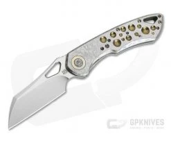 Olamic Cutlery Whippersnapper Wharncliffe Satin 20CV Frosty Bronze Anodized Acid Rain Drop Top Flipper 4241