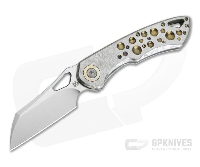 Olamic Cutlery Whippersnapper Wharncliffe Satin 20CV Frosty Bronze Anodized Acid Rain Drop Top Flipper 4241