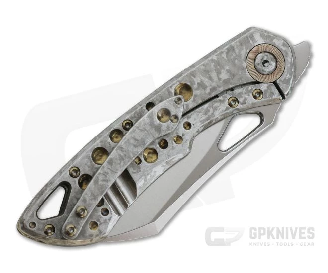 Olamic Cutlery Whippersnapper Wharncliffe Satin 20CV Frosty Bronze Anodized Acid Rain Drop Top Flipper 4241 - Image 2
