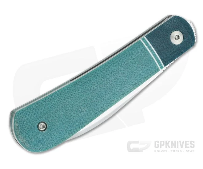 Enrique Pena Custom Swayback Wharncliffe Bolstered Teal Crosscut G-Carta Micarta Top Flipper 4258 - Image 2