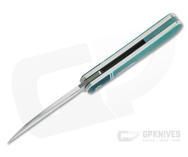 Enrique Pena Custom Swayback Wharncliffe Bolstered Teal Crosscut G-Carta Micarta Top Flipper 4258 - Image 3