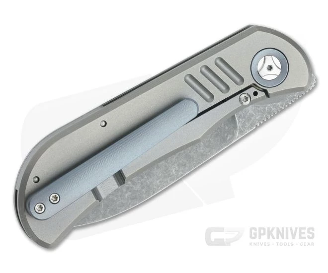 Burger Custom EXK SFL Acid Washed M390 Spear Point Titanium Frame Lock Top Flipper - Image 2