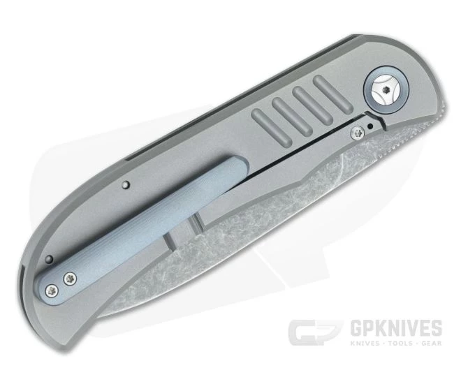 Burger Custom LEXK SFL Acid Washed M390 Spear Point Titanium Frame Lock Top Flipper - Image 2