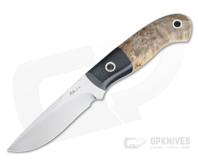 Mike Irie Model 110 Spear Point CPM-154 Micarta Bolstered Stabilized Dyed Maple Burl 4275
