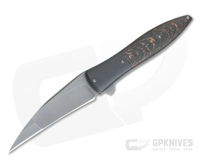 Brad Zinker Custom Flarehawk LLF Stonewashed CPM 154 Zirc Bolsters Copper Snakeskin FatCarbon Flipper 4298