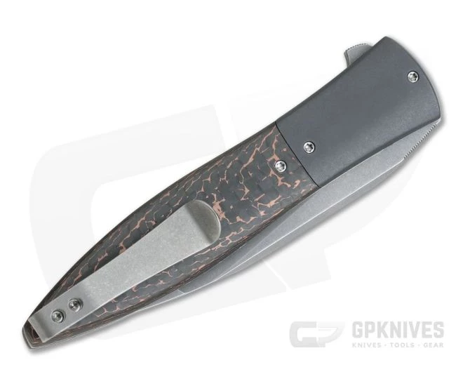 Brad Zinker Custom Flarehawk LLF Stonewashed CPM 154 Zirc Bolsters Copper Snakeskin FatCarbon Flipper 4298 - Image 2