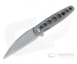 Brad Zinker Custom TDWC Teardrop Wharncliffe Stonewashed CPM 154 Titanium Frame Lock Flipper 4299