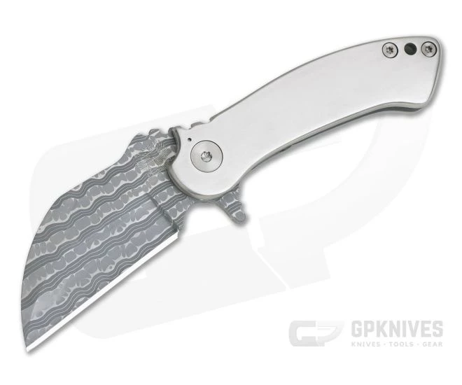 Grindhouse Knives TMAx #12 Nichols Damascus Satin Double Titanium Flipper