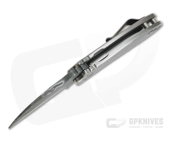 Grindhouse Knives TMAx #12 Nichols Damascus Satin Double Titanium Flipper - Image 3