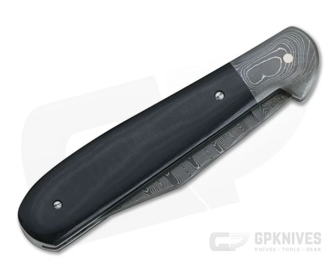 Chuck Hawes Custom Double Black Canvas Micarta Copperhead Ladder Damascus Slip Joint - Image 2