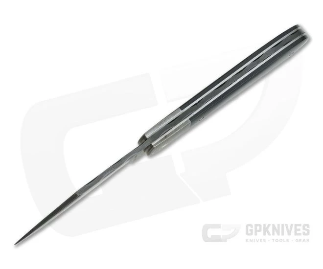 Chuck Hawes Custom Double Black Canvas Micarta Copperhead Ladder Damascus Slip Joint - Image 3