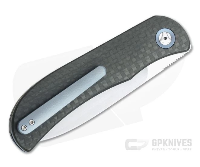 Burger Custom LEXK Plus Satin M390 Full Carbon Fiber Titanium Liner Lock Top Flipper - Image 2