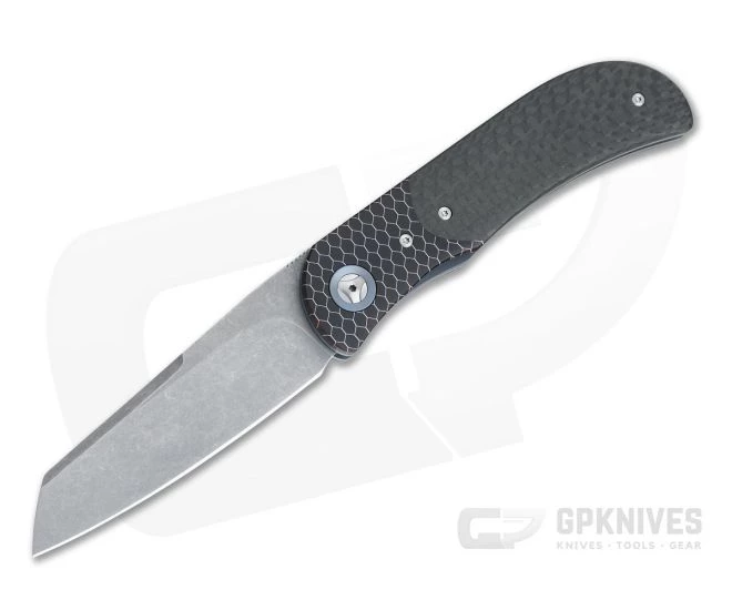 Burger Custom LEXK Plus Sheepsfoot Acidwash M390 C-TEK Bolstered Carbon Fiber Titanium Liner Lock Top Flipper